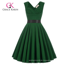 Grace Karin Ärmelloses Schatz V-Back High Stretchy 50er Party Kleid Dunkelblau Retro Vintage Style Kleid CL008948-5